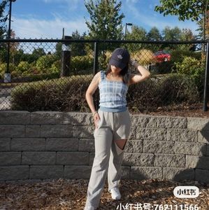 Ruffle sleeves grid tank top